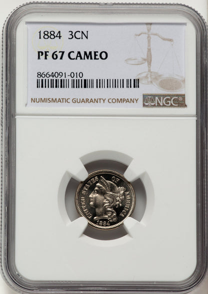 1884 3CN CA Proof Three Cent Nickel NGC PR67