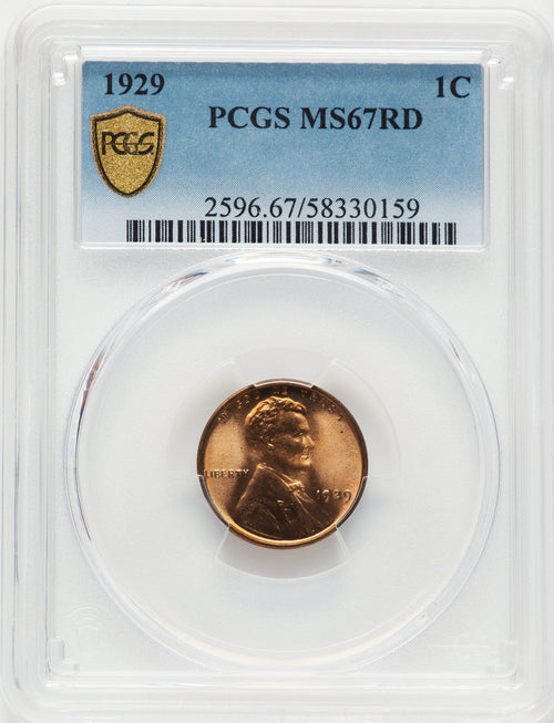1929 1C RD Lincoln Cent PCGS MS67