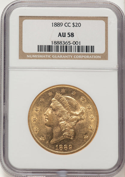 1889-CC $20 Liberty Double Eagle NGC AU58