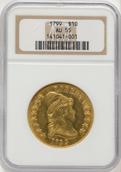1799 $10 Lg Obv Stars Early Eagle NGC AU55