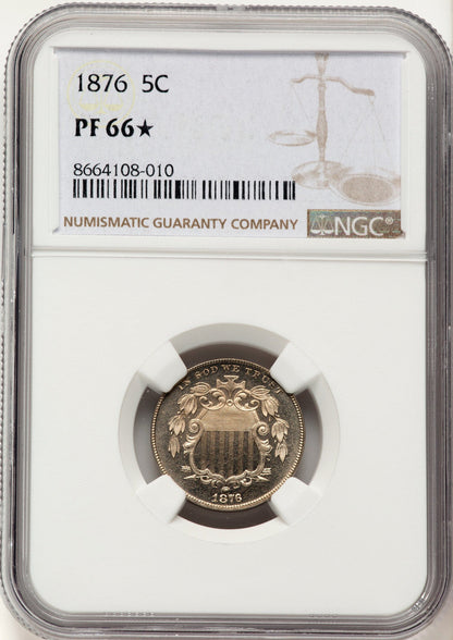 1876 5C Proof Shield Nickel NGC PR66