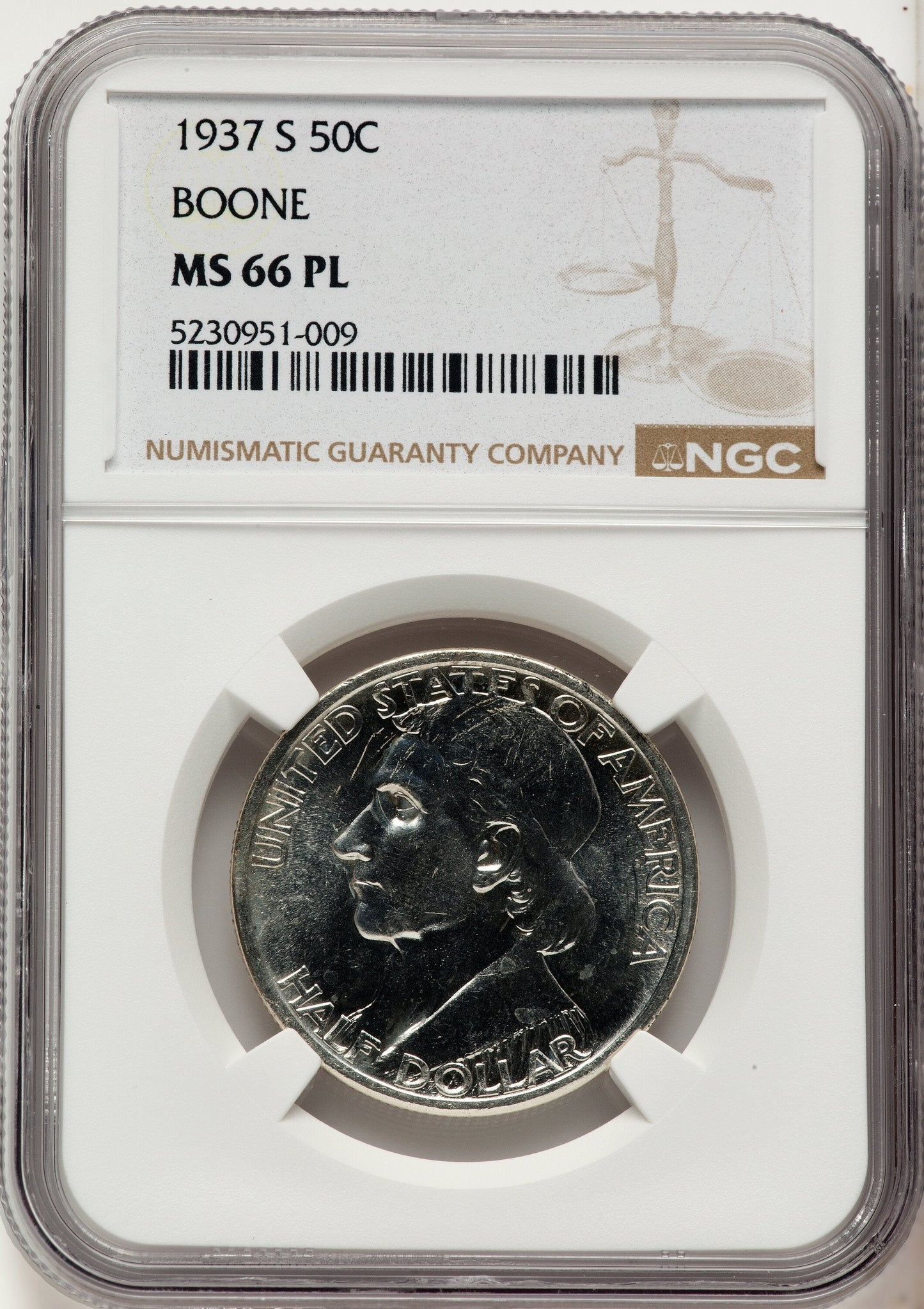 BOONE 50C 1937-S PL Commemorative Silver NGC MS66