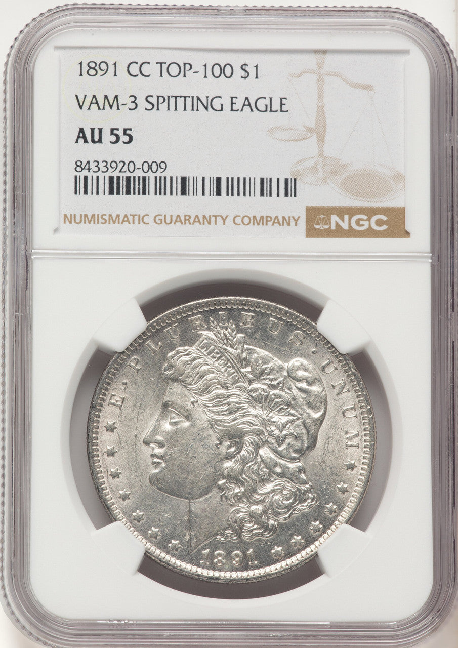 1891-CCVAM-3 Spitting Eagle Morgan Dollar NGC AU55