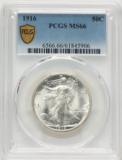 1916 50C Walking Liberty Half Dollar PCGS MS66