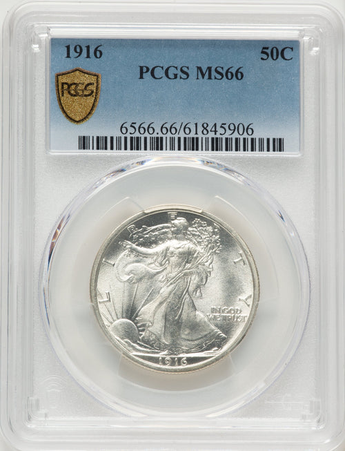 1916 50C Walking Liberty Half Dollar PCGS MS66