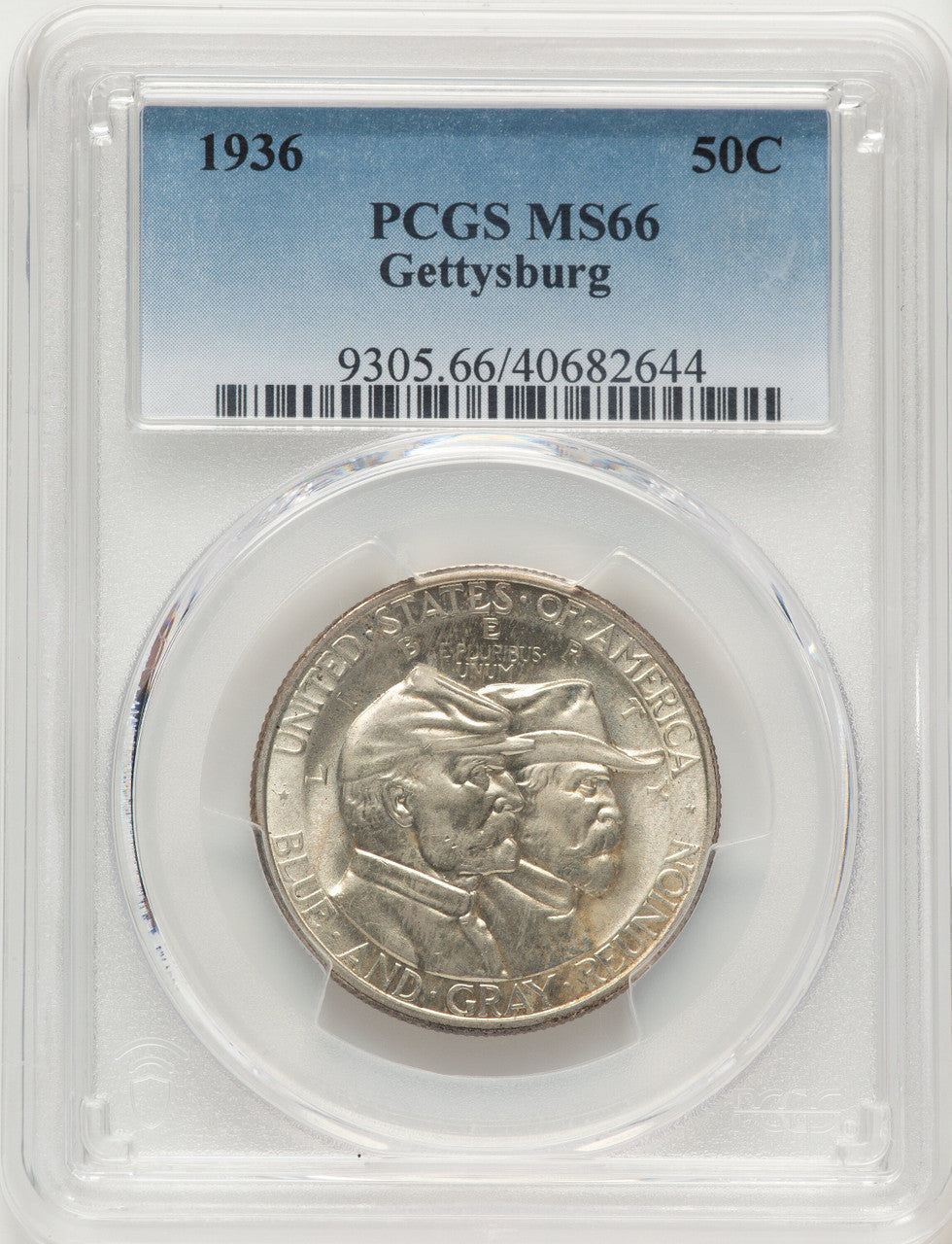 1936 50C Gettysburg Commemorative Silver PCGS MS66