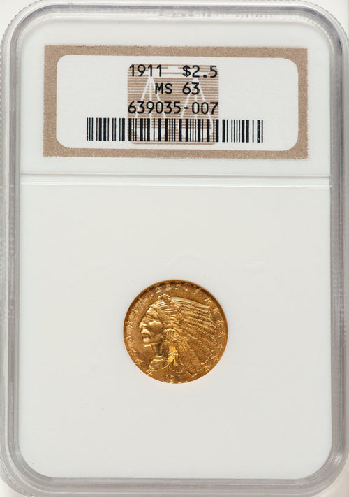1911 $2.50 Indian Quarter Eagle NGC MS63