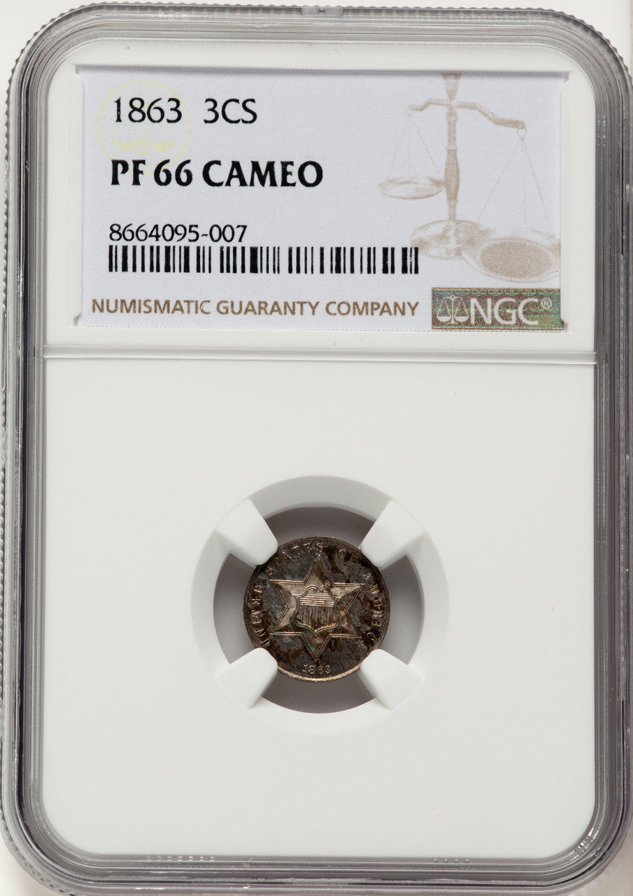 1863 3CS CA Proof Three Cent Silver NGC PR66