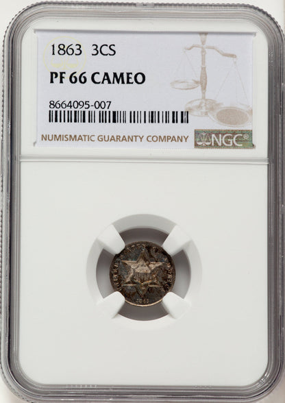 1863 3CS CA Proof Three Cent Silver NGC PR66