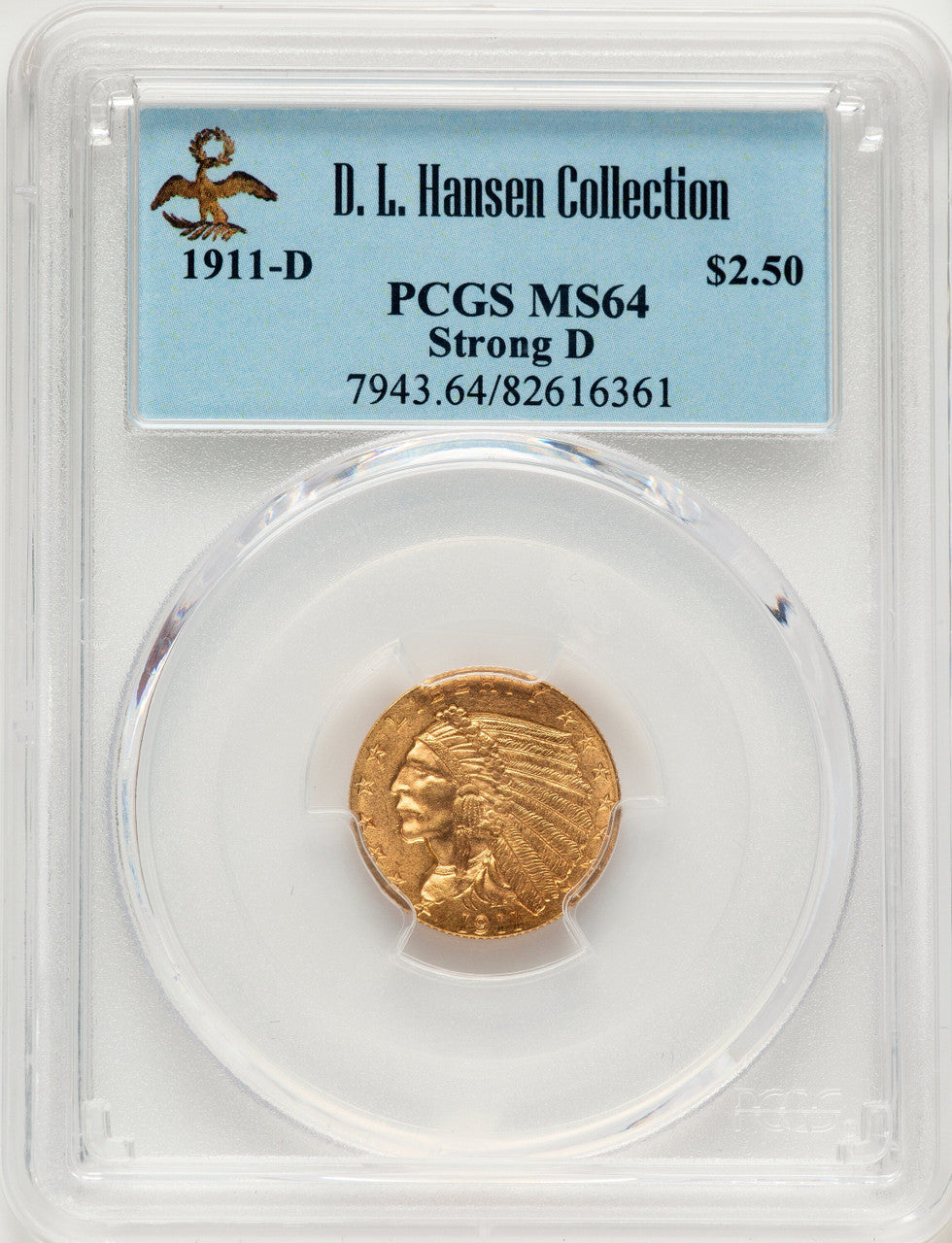 1911-D $2.50 Indian Quarter Eagle PCGS MS64