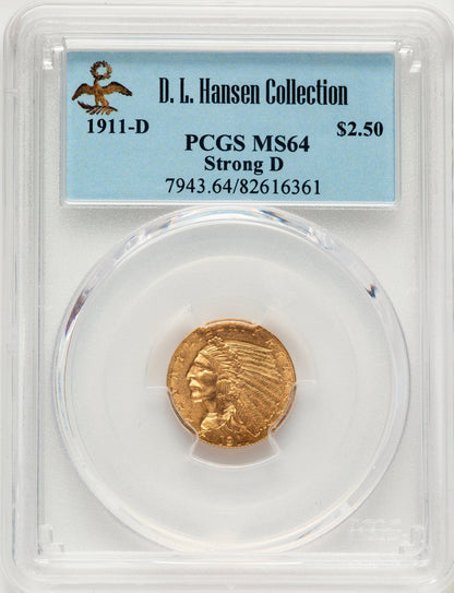 1911-D $2.50 Indian Quarter Eagle PCGS MS64