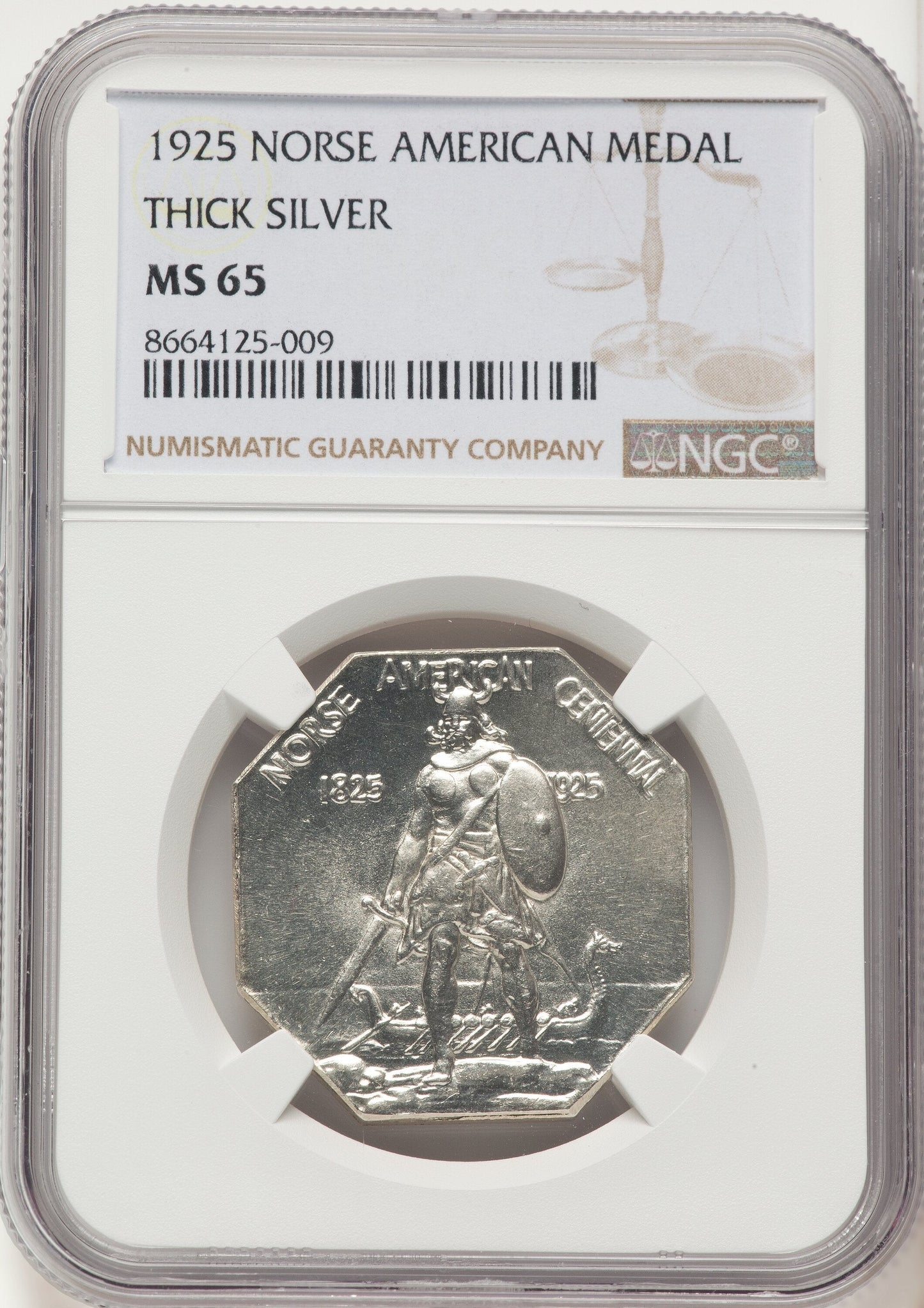 1925 Medal Norse Thick Planchet Commemorative Silver NGC MS65