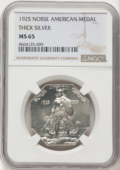 1925 Medal Norse Thick Planchet Commemorative Silver NGC MS65