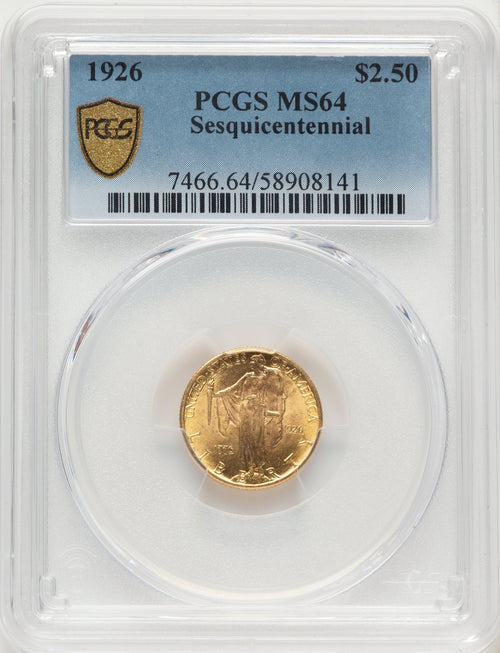 1926 $2.50 SESQUI Commemorative Gold PCGS MS64