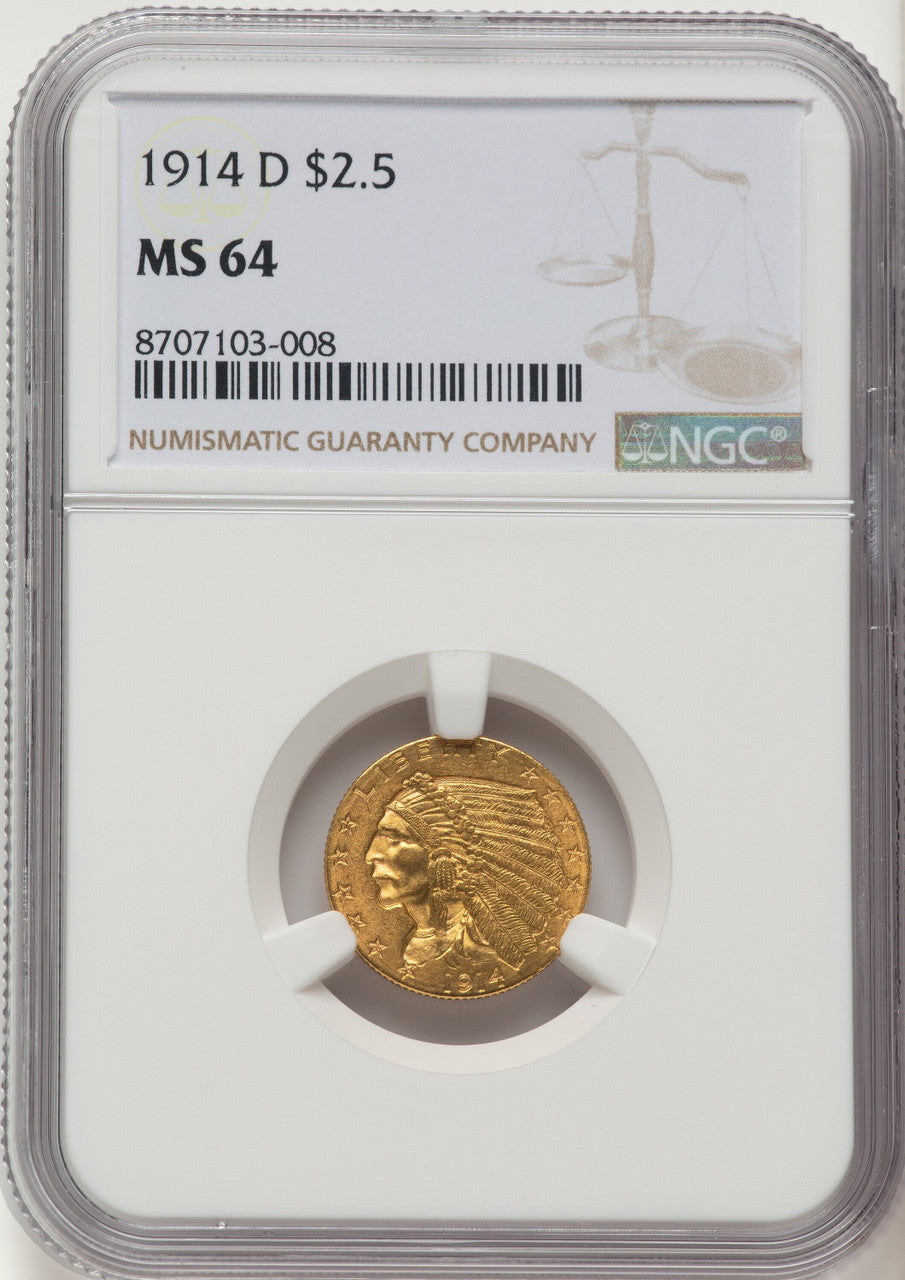 1914-D $2.50 Indian Quarter Eagle NGC MS64