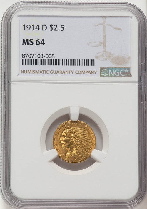 1914-D $2.50 Indian Quarter Eagle NGC MS64