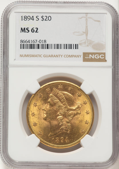 1894-S $20 Liberty Double Eagle NGC MS62