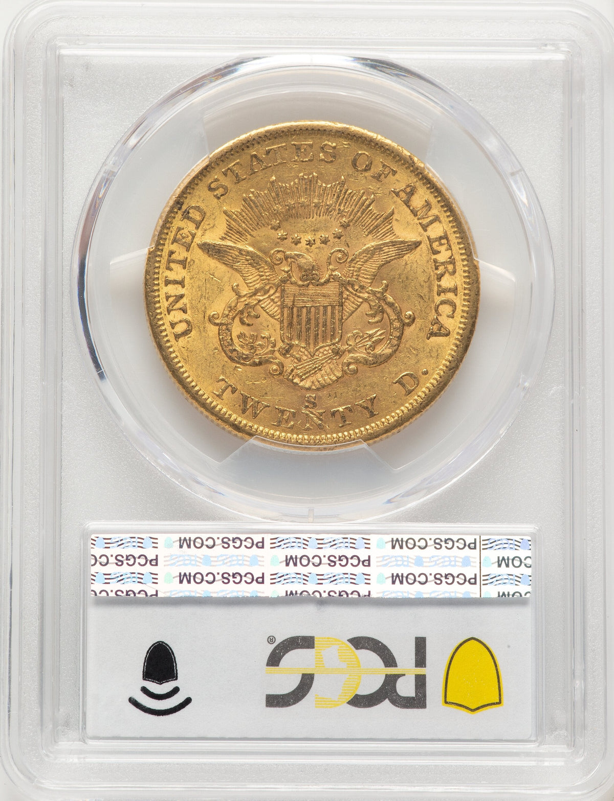 1855-S $20 Blue Gradient Liberty Double Eagle PCGS AU58