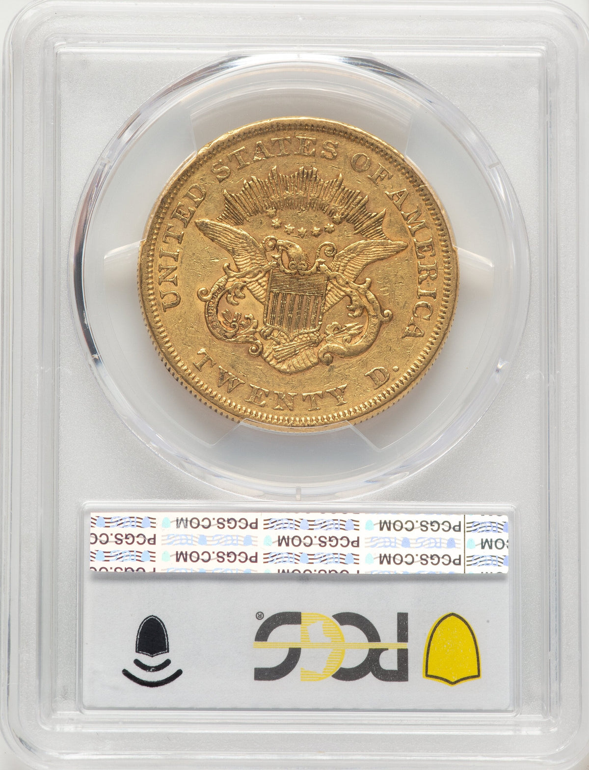 1858 $20 Blue Gradient Liberty Double Eagle PCGS AU53