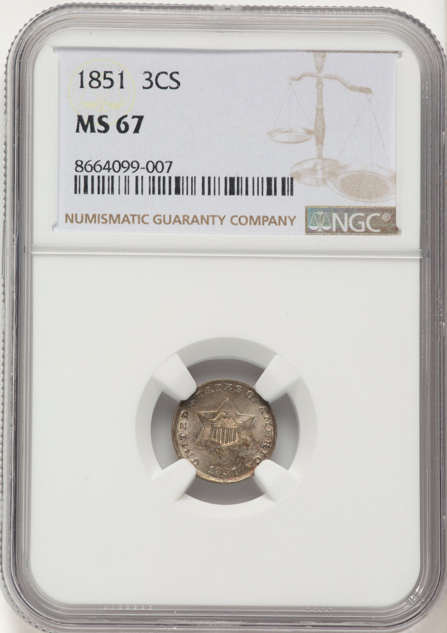 1851 3CS Three Cent Silver NGC MS67