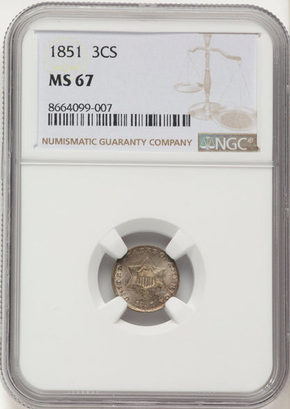 1851 3CS Three Cent Silver NGC MS67