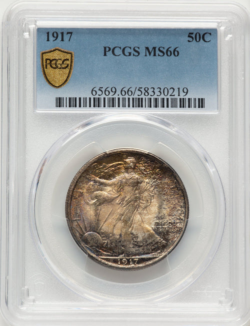 1917 50C Walking Liberty Half Dollar PCGS MS66