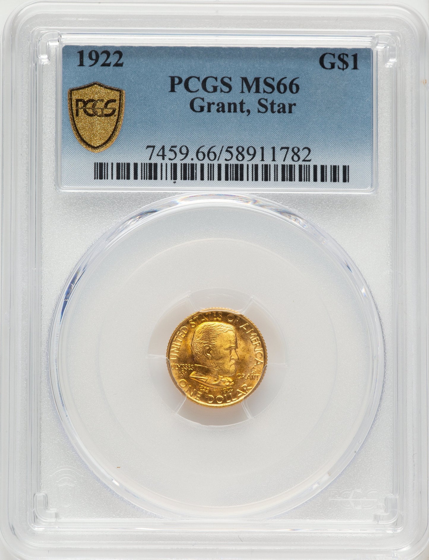 1922 G$1 Grant With Star Commemorative Gold PCGS MS66