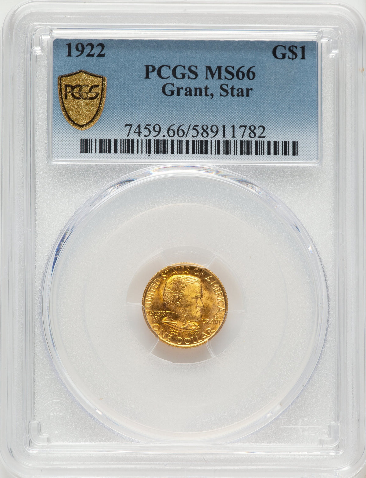 1922 G$1 Grant With Star Commemorative Gold PCGS MS66