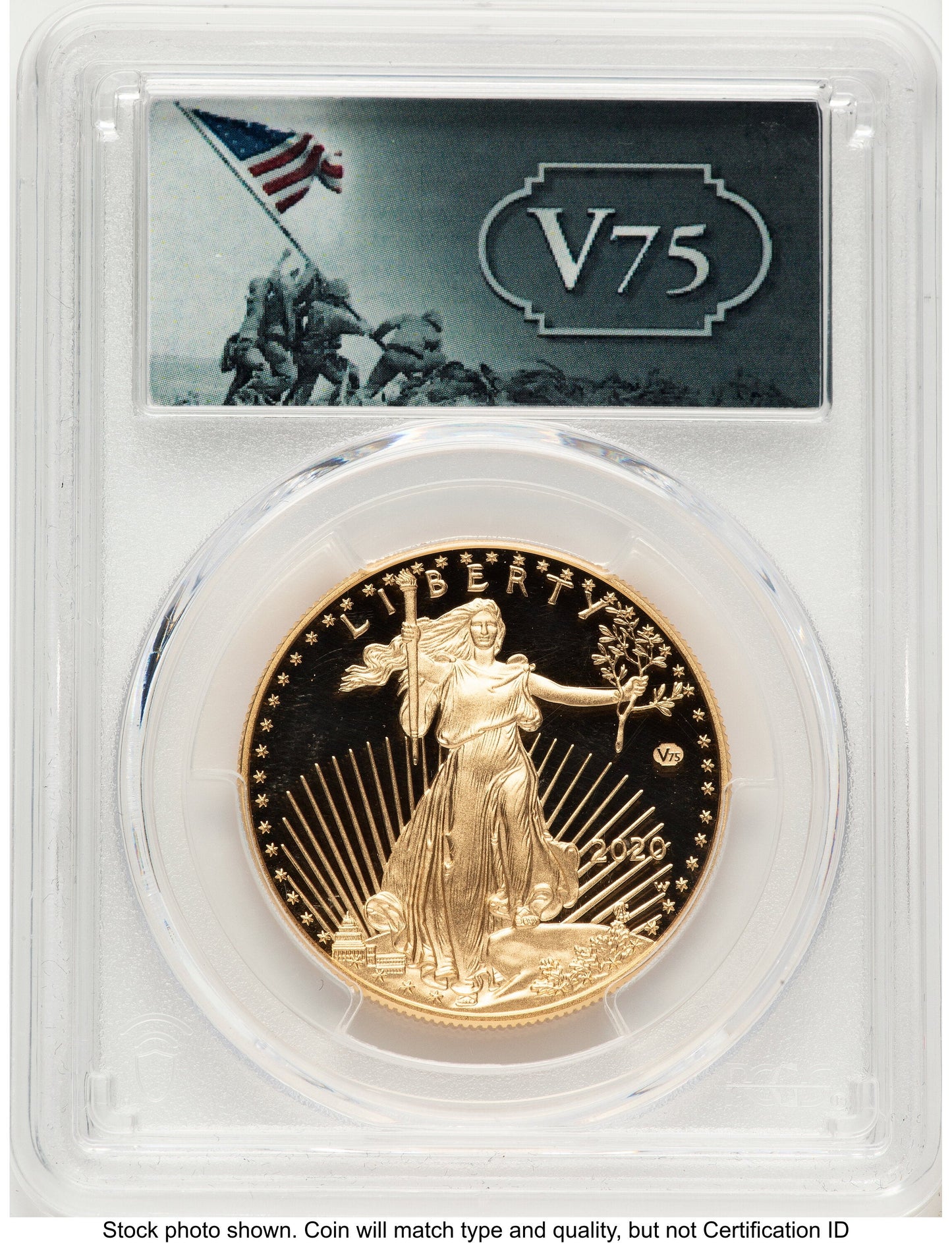2020-W Proof Gold Eagle V75 Privy One of 1945 Struck 1 oz V75 Label PCGS PR70