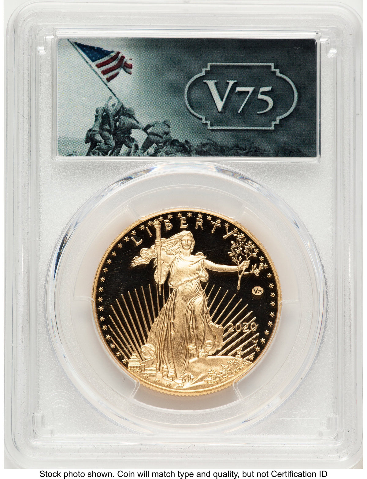 2020-W Proof Gold Eagle V75 Privy One of 1945 Struck 1 oz V75 Label PCGS PR70