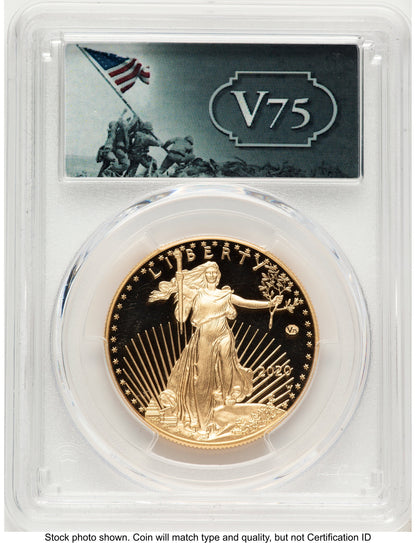 2020-W Proof Gold Eagle V75 Privy One of 1945 Struck 1 oz V75 Label PCGS PR70