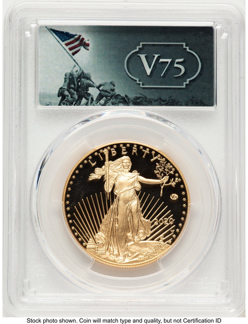 2020-W Proof Gold Eagle V75 Privy One of 1945 Struck 1 oz V75 Label PCGS PR70