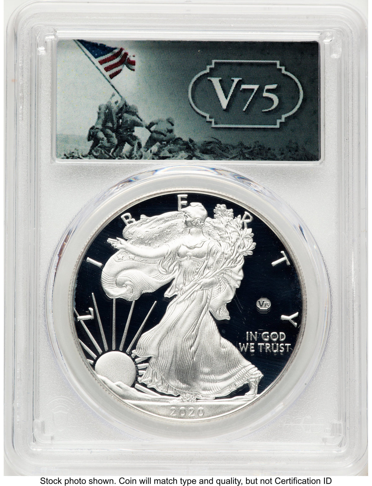 2020-W Proof Silver Eagle V75 Privy 1 oz V75 Label PCGS PR70