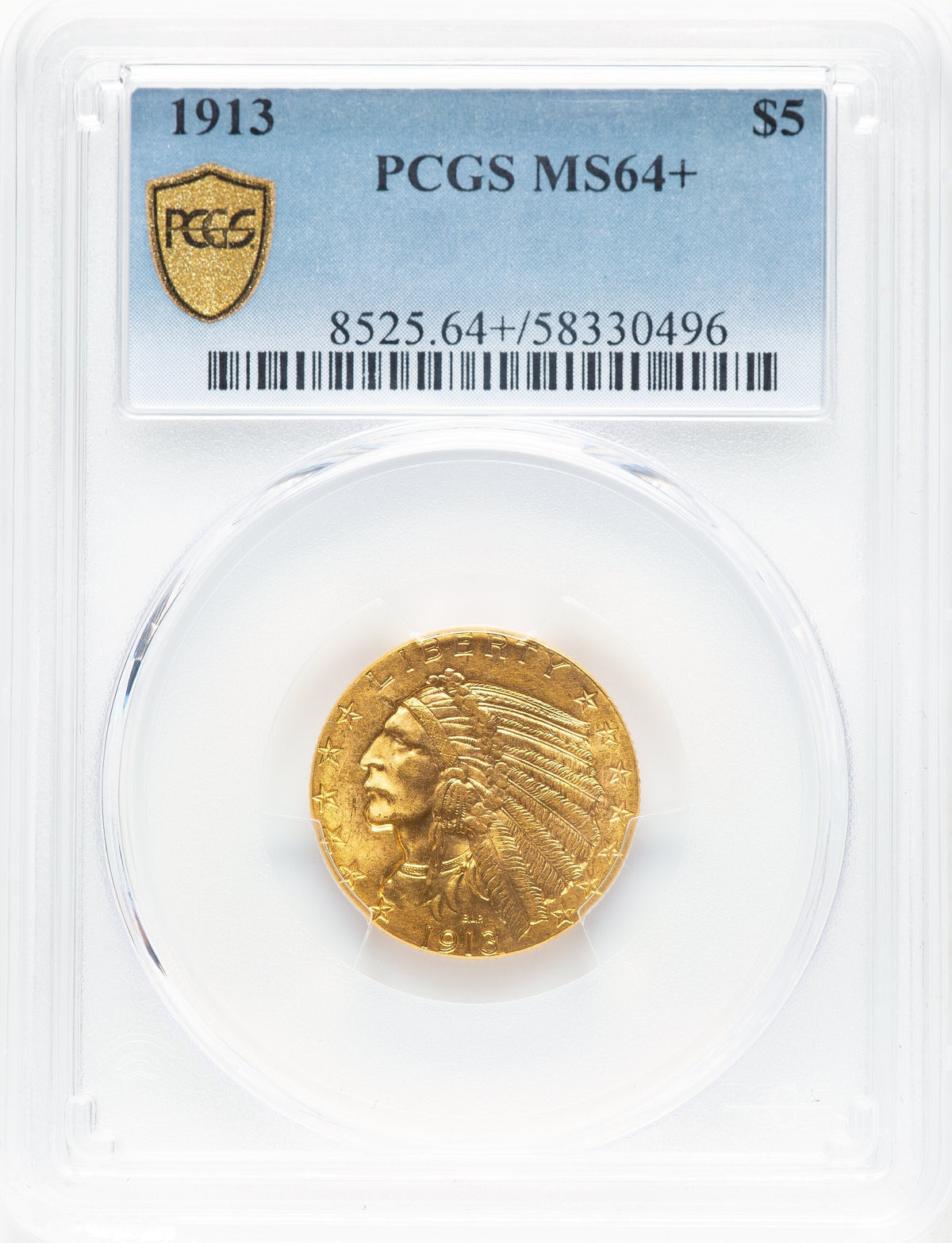 1913 $5 Indian Half Eagle PCGS MS64+