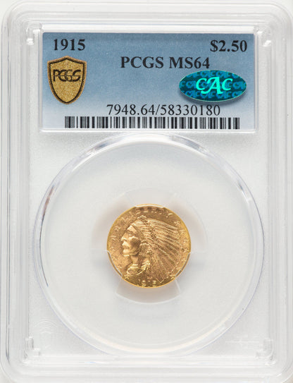 1915 $2.50 CAC Indian Quarter Eagle PCGS MS64