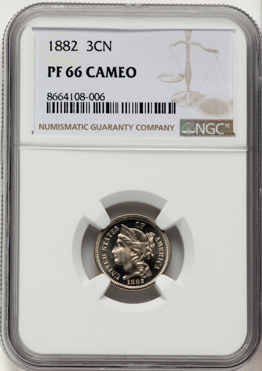 1882 3CN PRCA Proof Three Cent Nickel NGC PR66