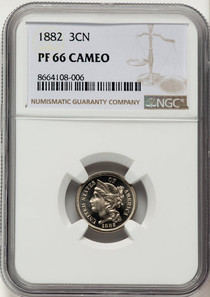 1882 3CN PRCA Proof Three Cent Nickel NGC PR66