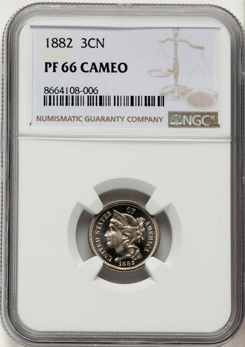 1882 3CN PRCA Proof Three Cent Nickel NGC PR66