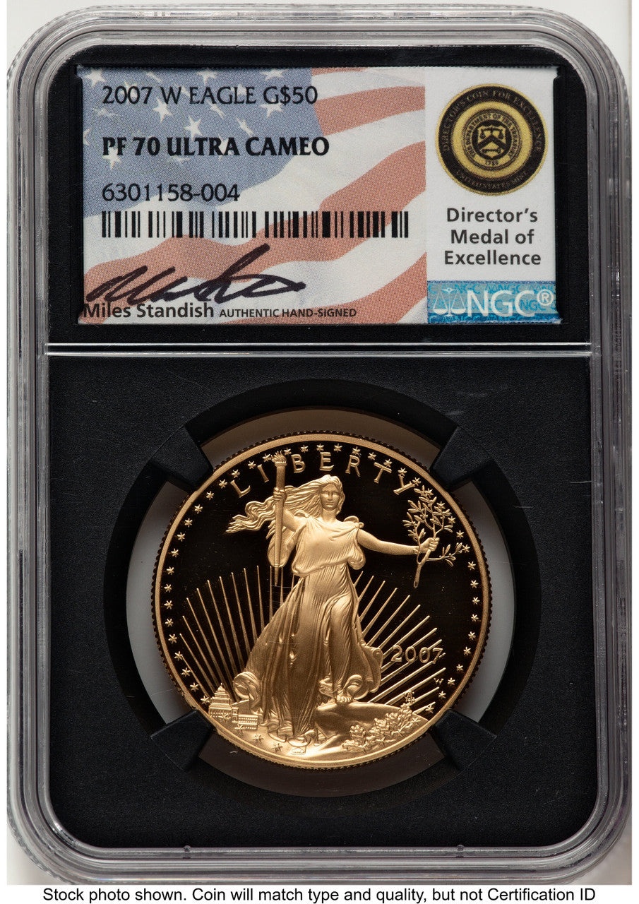 2007-W Proof Gold Eagle 1 oz Miles Standish NGC PF70