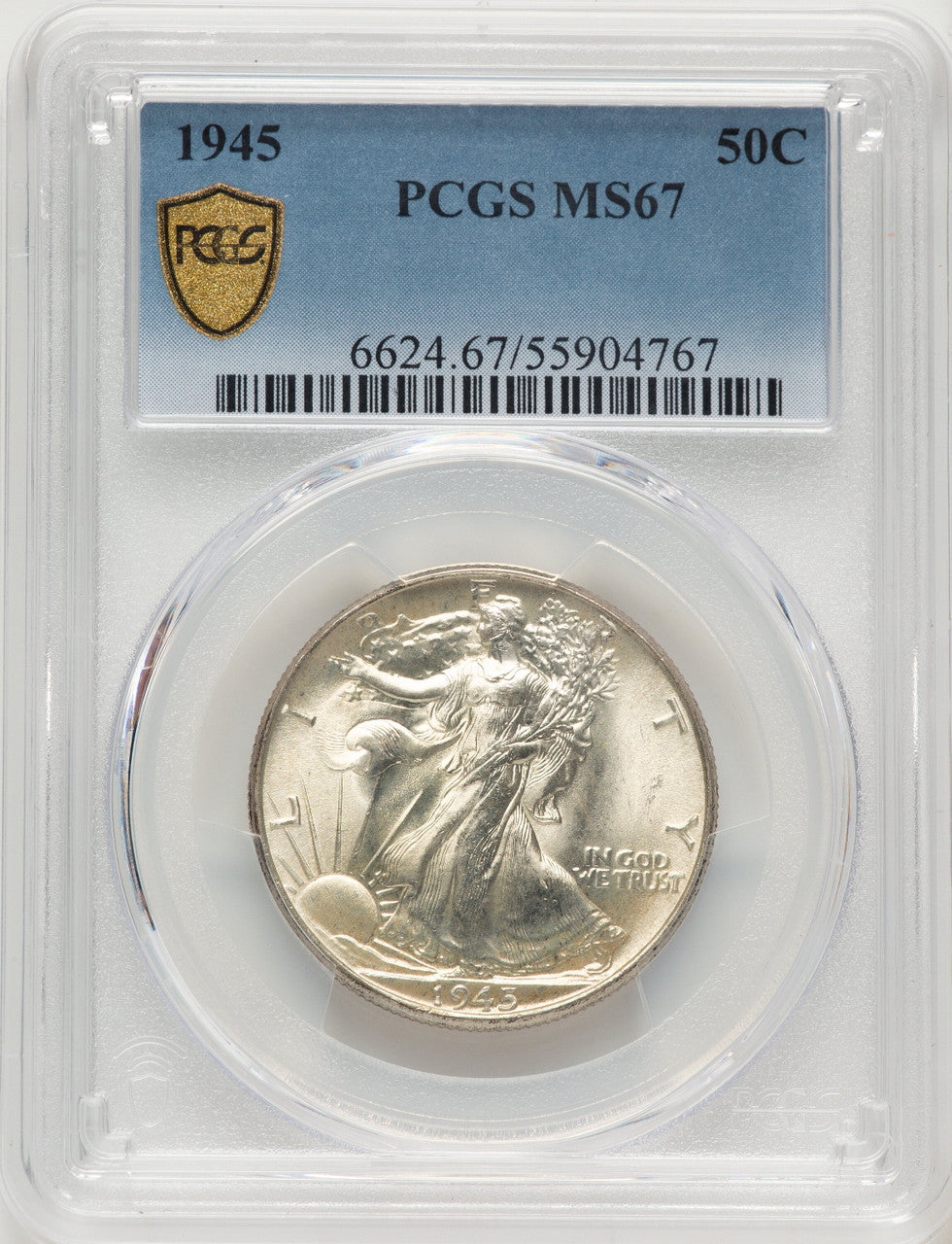 1945 50C Walking Liberty Half Dollar PCGS MS67