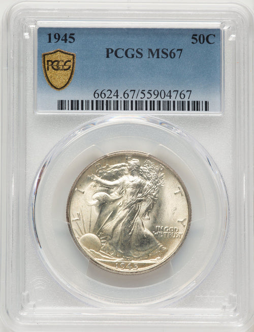1945 50C Walking Liberty Half Dollar PCGS MS67