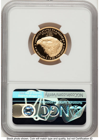 2021-W Type 2 Proof Gold Eagle 1/4 oz FR Eagle 35th Anniversary Label NGC PF70