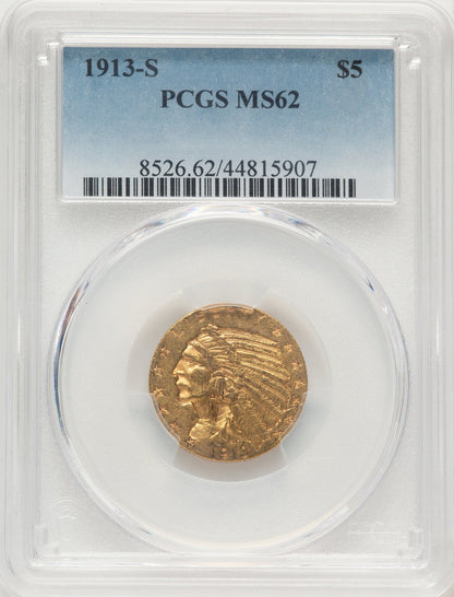 1913-S $5 Blue Gradient Indian Half Eagle PCGS MS62
