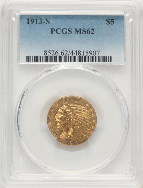1913-S $5 Blue Gradient Indian Half Eagle PCGS MS62