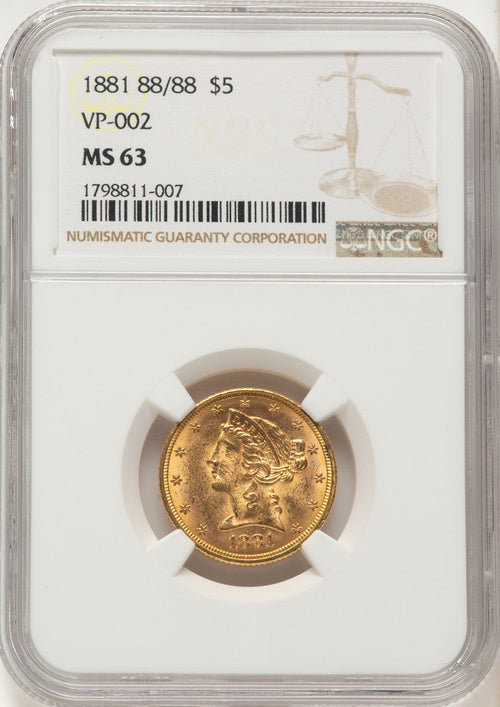 1881 $5 Liberty Half Eagle NGC MS63