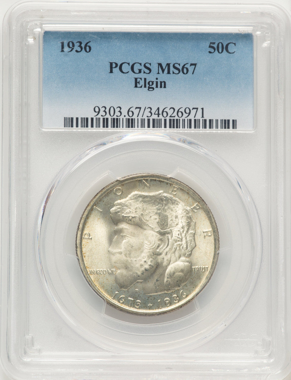1936 50C Elgin Commemorative Silver PCGS MS67