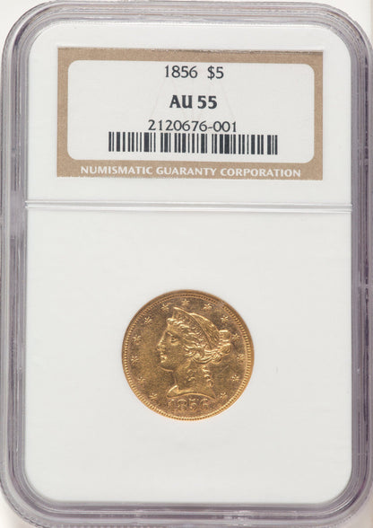 1856 $5 Liberty Half Eagle NGC AU55