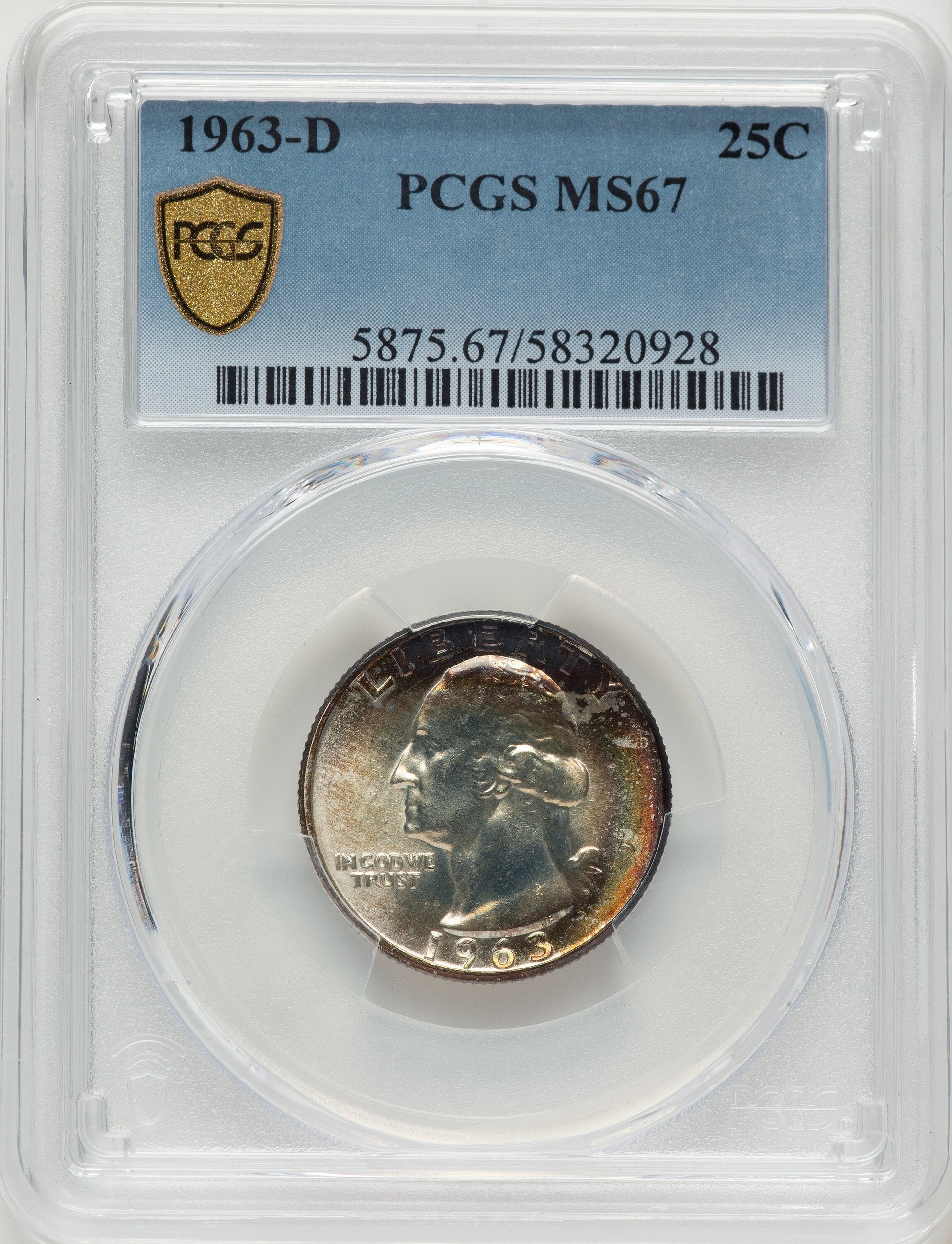 1963-D 25C Washington Quarter PCGS MS67