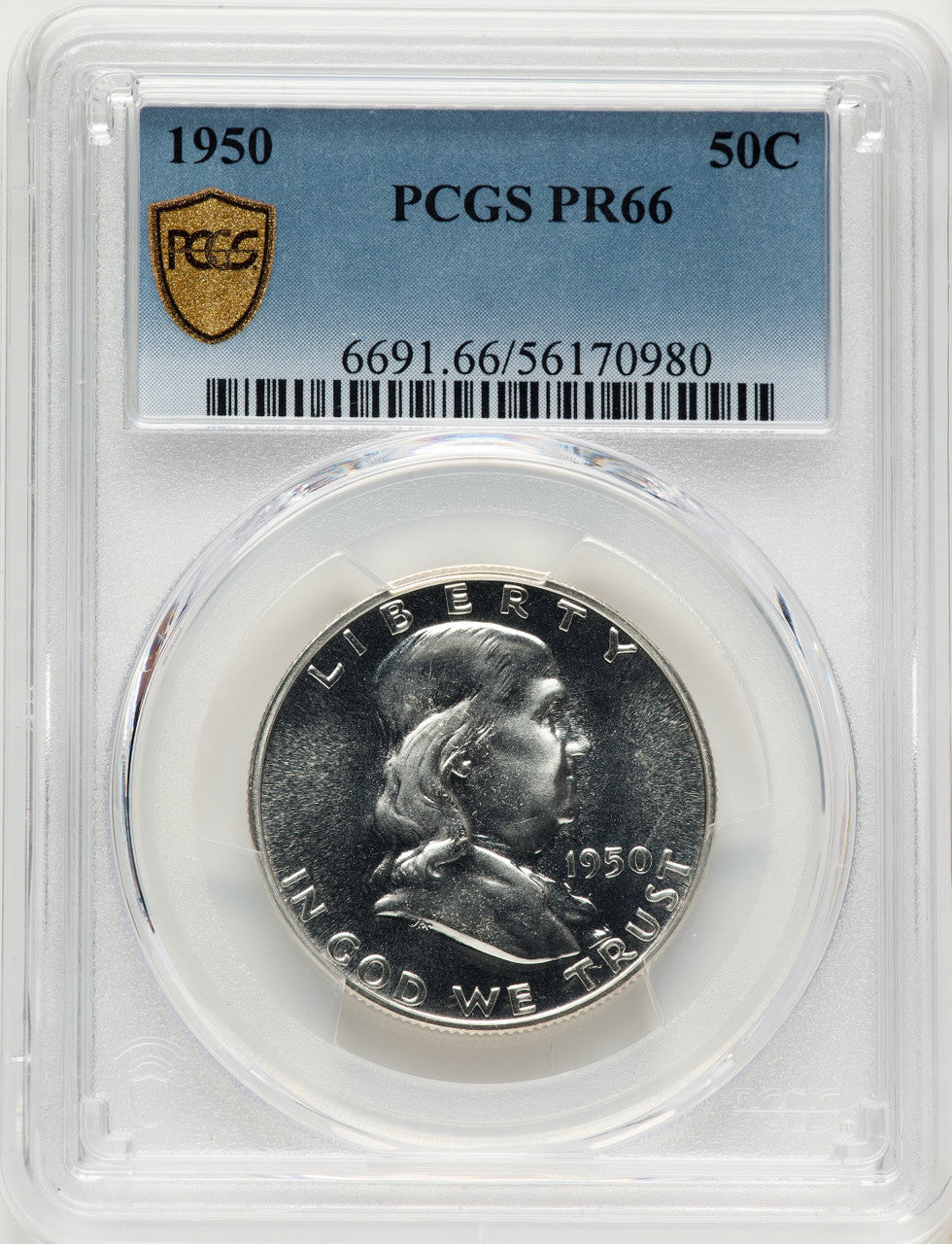 1950 50C Proof Franklin Half Dollar PCGS PR66