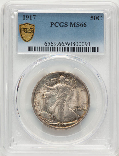 1917 50C Walking Liberty Half Dollar PCGS MS66